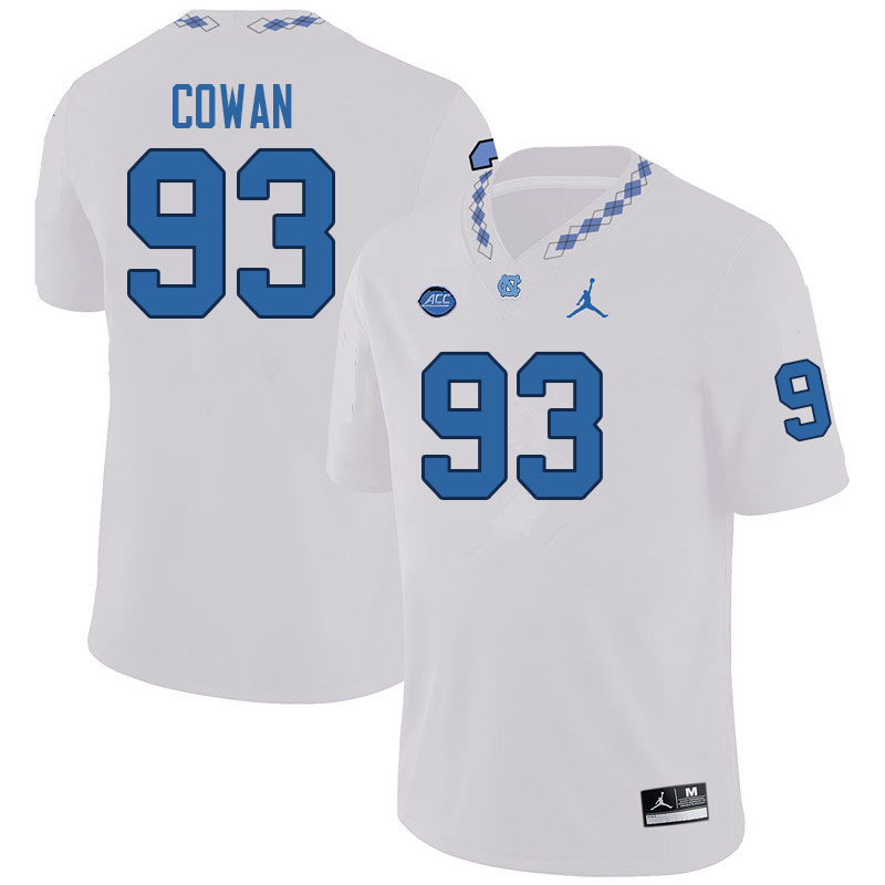 Men #93 Jacolbe Cowan North Carolina Tar Heels College Football Jerseys Sale-White